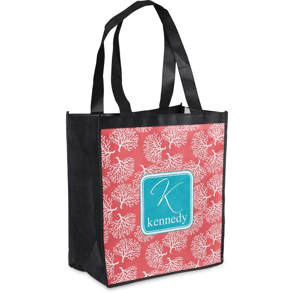 Custom Coral & Teal Grocery Bag (Personalized)