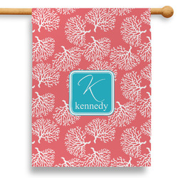Coral & Teal 28" House Flag - Double Sided (Personalized)