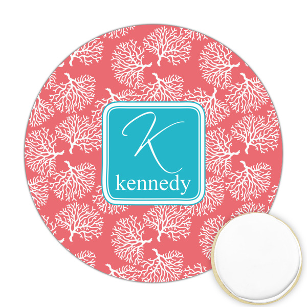 Custom Coral & Teal Printed Cookie Topper - 2.5" (Personalized)