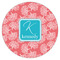 Coral & Teal Icing Circle - Medium - Single