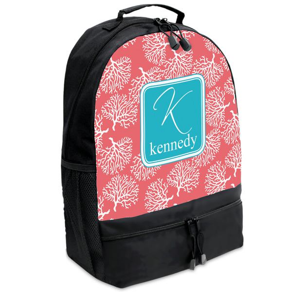 Custom Coral & Teal Backpacks - Black (Personalized)