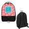 Coral & Teal Large Backpack - Black - Front & Back View