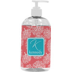 Coral & Teal Plastic Soap / Lotion Dispenser (16 oz - Large - White) (Personalized)