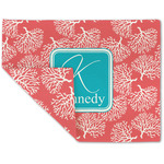 Coral & Teal Double-Sided Linen Placemat - Single w/ Name and Initial