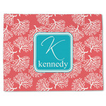 Coral & Teal Single-Sided Linen Placemat - Single w/ Name and Initial