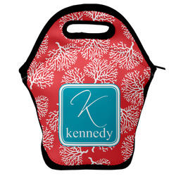 Coral & Teal Lunch Bag w/ Name and Initial