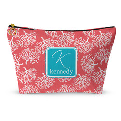 Coral & Teal Makeup Bag - Large - 12.5"x7" (Personalized)