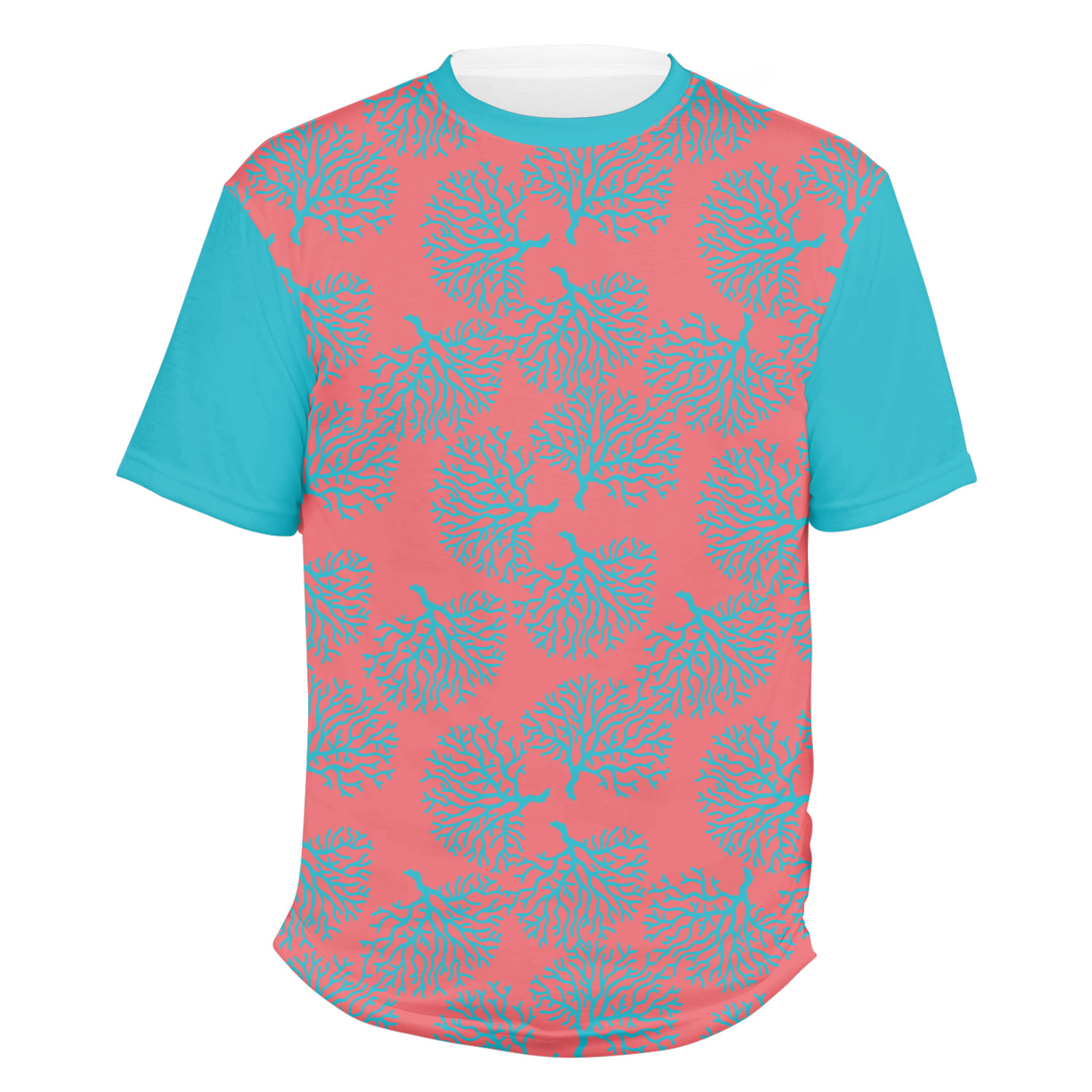 Download Coral & Teal Men's Crew T-Shirt - 3X Large (Personalized) - YouCustomizeIt