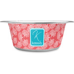 Coral & Teal Stainless Steel Dog Bowl (Personalized)