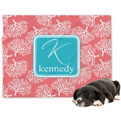 Coral & Teal Dog Blanket - Large (Personalized)