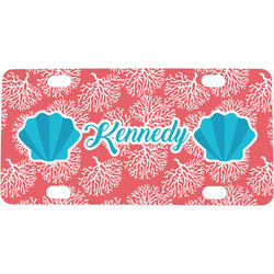 Coral & Teal Mini / Bicycle License Plate (4 Holes) (Personalized)