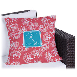 Coral & Teal Outdoor Pillow - 18" (Personalized)