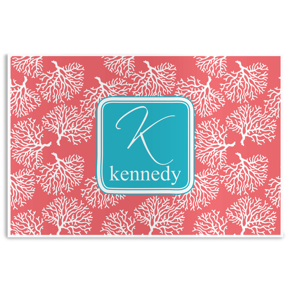 Custom Coral & Teal Disposable Paper Placemats (Personalized)