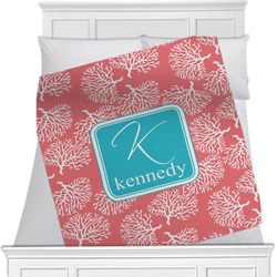 Coral & Teal Minky Blanket - 40"x30" - Single Sided (Personalized)