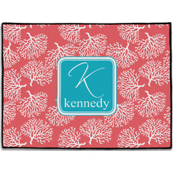 Coral & Teal Door Mat - 24"x18" (Personalized)