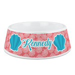 Coral & Teal Plastic Dog Bowl - Medium (Personalized)