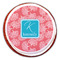 Coral & Teal Printed Icing Circle - Large - On Cookie