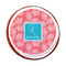 Coral & Teal Printed Icing Circle - Medium - On Cookie