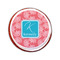 Coral & Teal Printed Icing Circle - Small - On Cookie