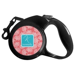 Coral & Teal Retractable Dog Leash (Personalized)