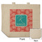 Coral & Teal Reusable Cotton Grocery Bag - Front & Back View