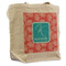 Coral & Teal Reusable Cotton Grocery Bag - Front View