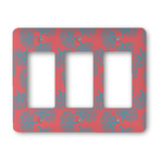 Coral & Teal Rocker Style Light Switch Cover - Three Switch