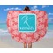 Coral & Teal Round Beach Towel - In Use