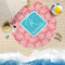 Coral & Teal Round Beach Towel Lifestyle