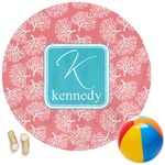 Coral & Teal Round Beach Towel (Personalized)