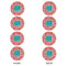 Coral & Teal Round Linen Placemats - APPROVAL Set of 4 (double sided)