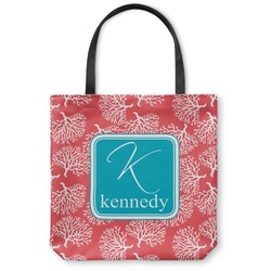 Coral & Teal Canvas Tote Bag - Large - 18"x18" (Personalized)