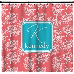 Coral & Teal Shower Curtain - 71" x 74" (Personalized)