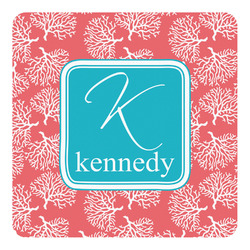 Coral & Teal Square Decal - Large (Personalized)