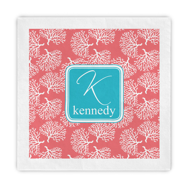 Custom Coral & Teal Standard Decorative Napkins (Personalized)