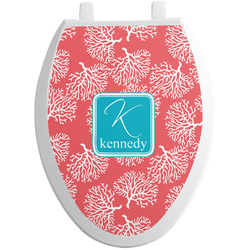 Coral & Teal Toilet Seat Decal - Elongated (Personalized)