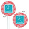 Coral & Teal White Plastic 5.5" Stir Stick - Double Sided - Round - Front & Back