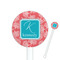 Coral & Teal White Plastic 5.5" Stir Stick - Round - Closeup