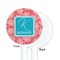 Coral & Teal White Plastic 5.5" Stir Stick - Single Sided - Round - Front & Back