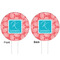 Coral & Teal White Plastic 6" Food Pick - Round - Double Sided - Front & Back