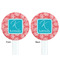 Coral & Teal White Plastic 7" Stir Stick - Double Sided - Round - Front & Back