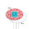 Coral & Teal White Plastic 7" Stir Stick - Single Sided - Oval - Front & Back