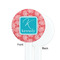 Coral & Teal White Plastic 7" Stir Stick - Single Sided - Round - Front & Back