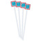 Coral & Teal White Plastic Stir Stick - Double Sided - Square - Front