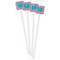 Coral & Teal White Plastic Stir Stick - Single Sided - Square - Front