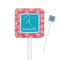 Coral & Teal White Plastic Stir Stick - Square - Closeup