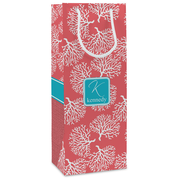 Custom Coral & Teal Wine Gift Bags - Matte (Personalized)