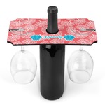 Coral & Teal Wine Bottle & Glass Holder (Personalized)