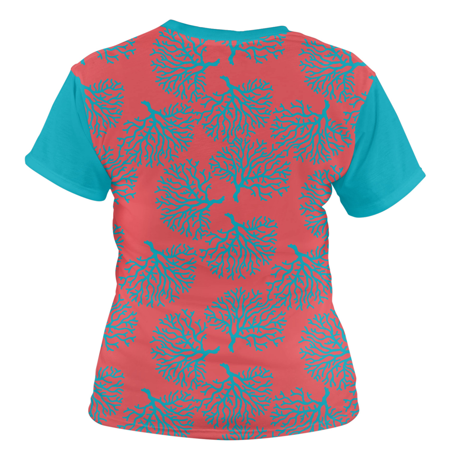 Custom Coral & Teal Women's Crew T-Shirt | YouCustomizeIt