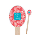 Coral & Teal Oval Wooden Food Picks (Personalized)